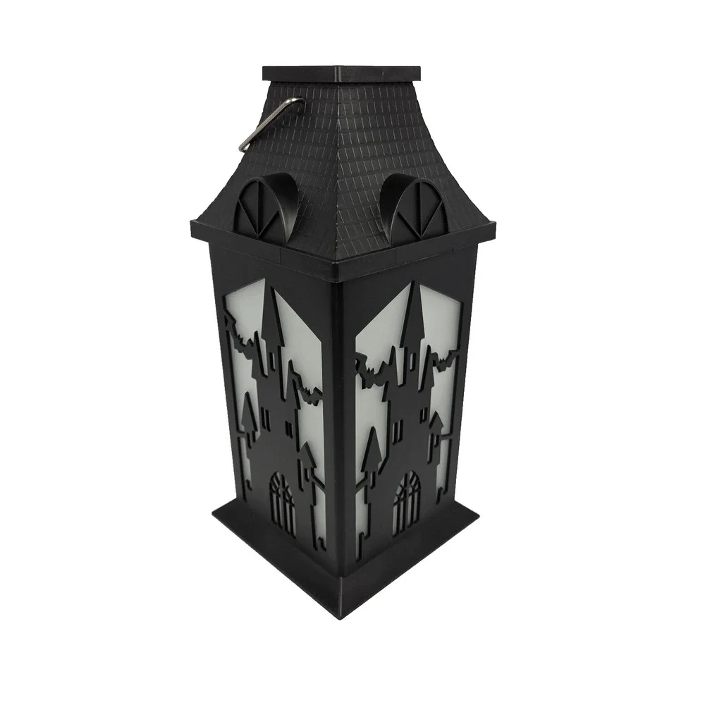 Haunted House LED Light Up Lantern Halloween Decor 12 Inch Black New Gothic